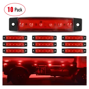 3.8 Inch 6 LEDs Red Side Marker Lights (10 Pcs)