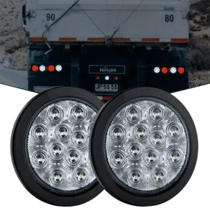 4 Inch White Round 12Leds Tail Light (Pair)