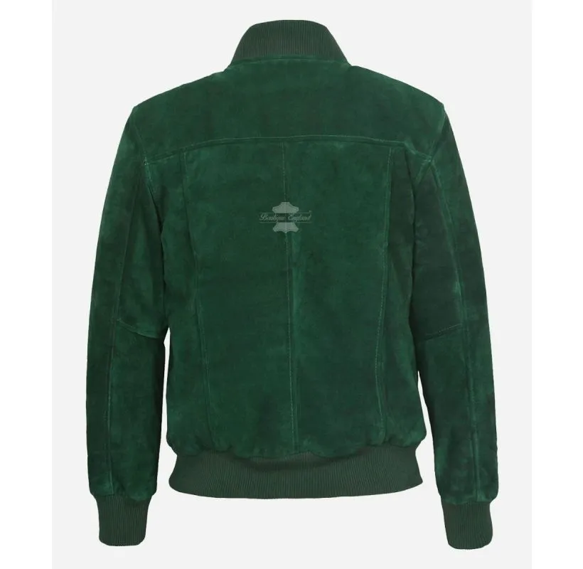 70's Classic Suede Leather Bomber Jacket Retro Flight Jacket