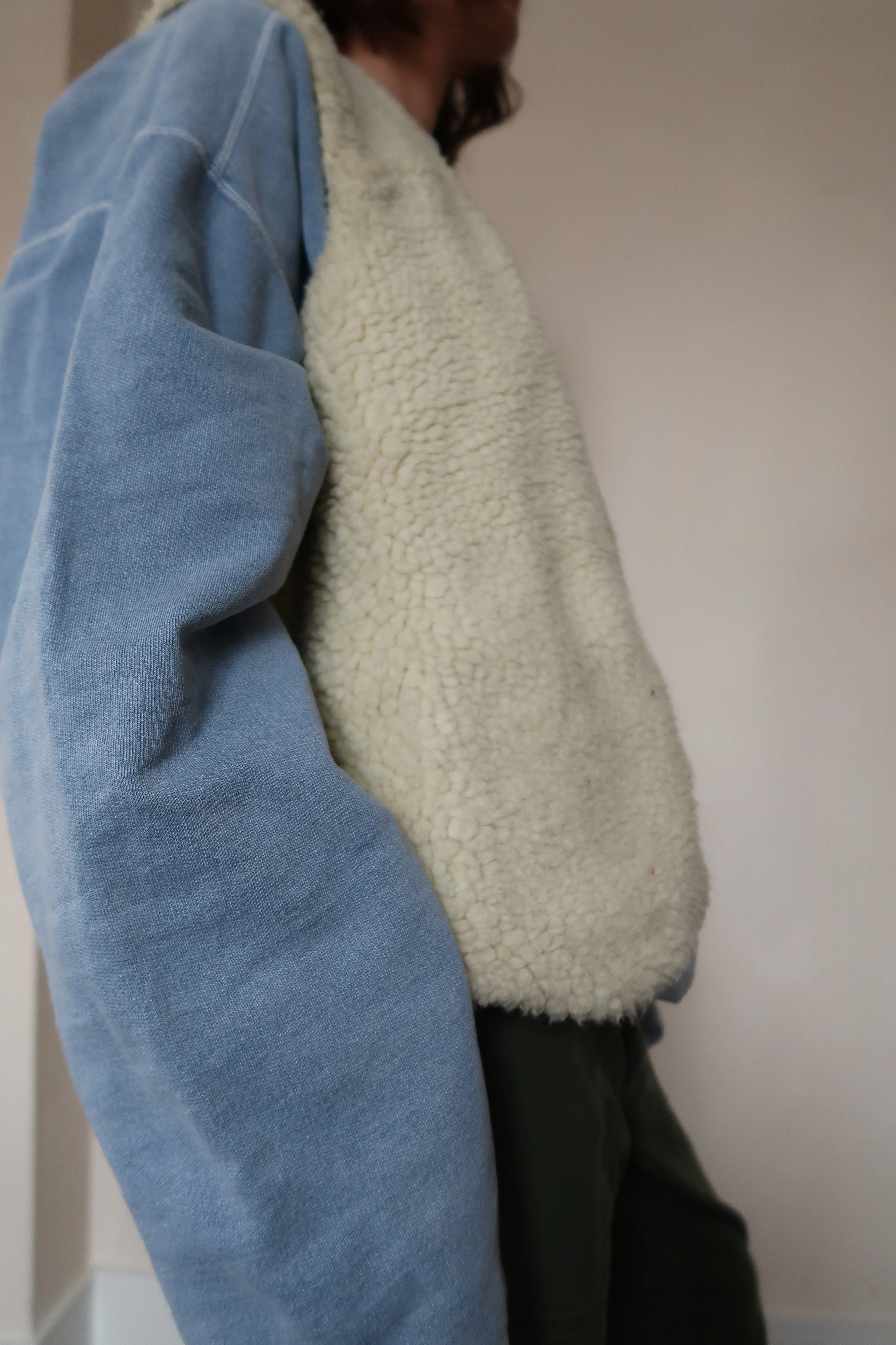 Beige Suede Faux Shearling Vest