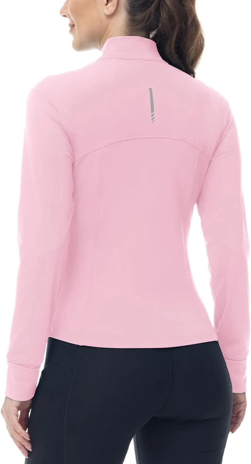 BGOWATU Women's Workout Jacket Lightweight Zip up Running Athletic Jackets with Thumb Holes