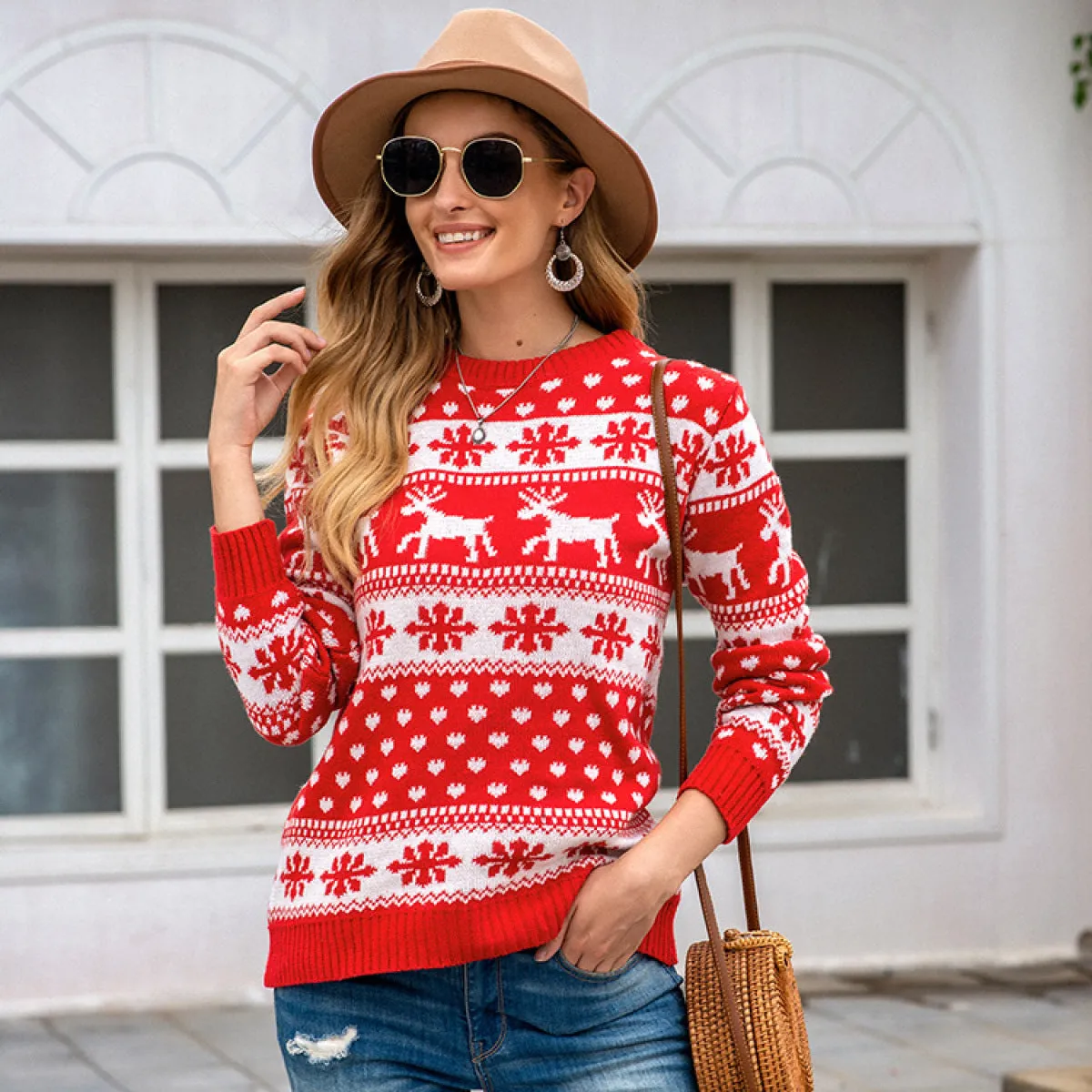 Christmas Snowflake Pullover Long Sleeve Knitted Sweaters