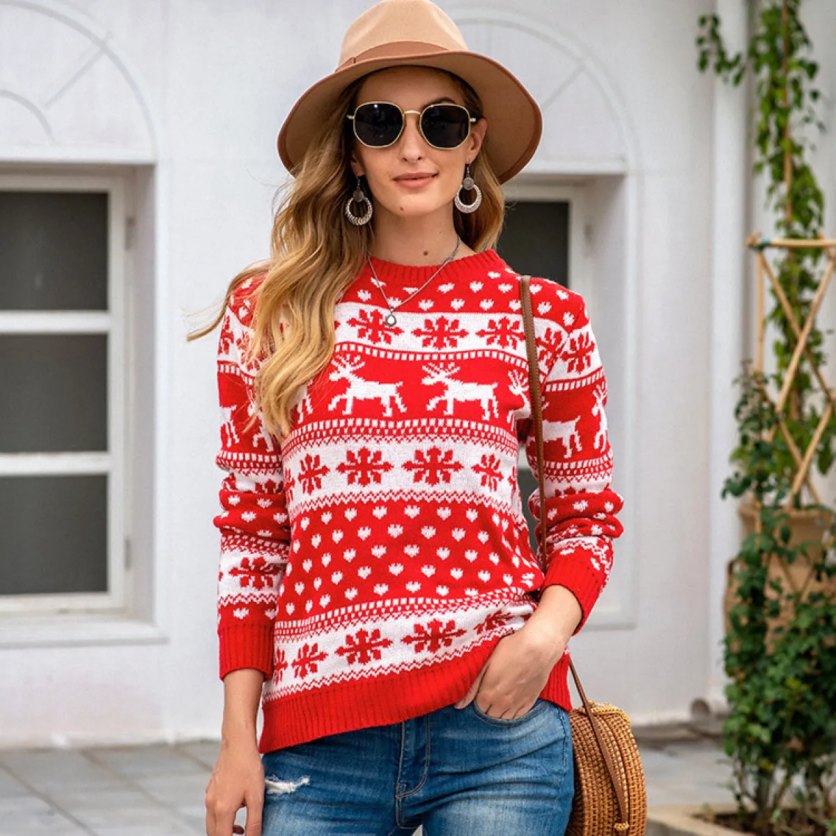 Christmas Snowflake Pullover Long Sleeve Knitted Sweaters
