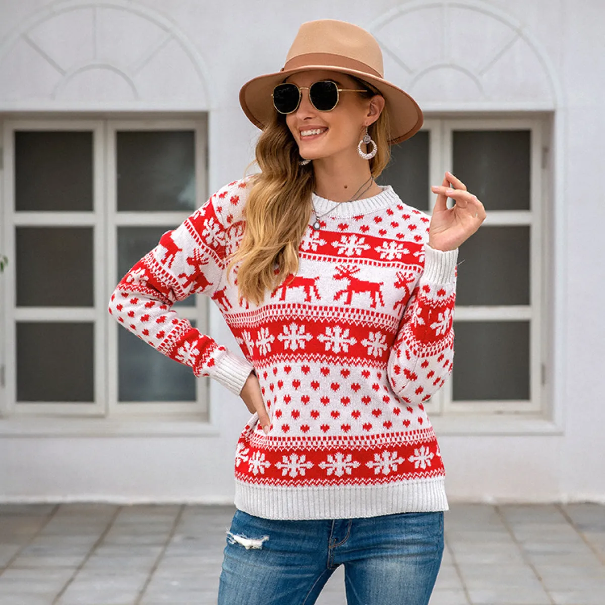 Christmas Snowflake Pullover Long Sleeve Knitted Sweaters