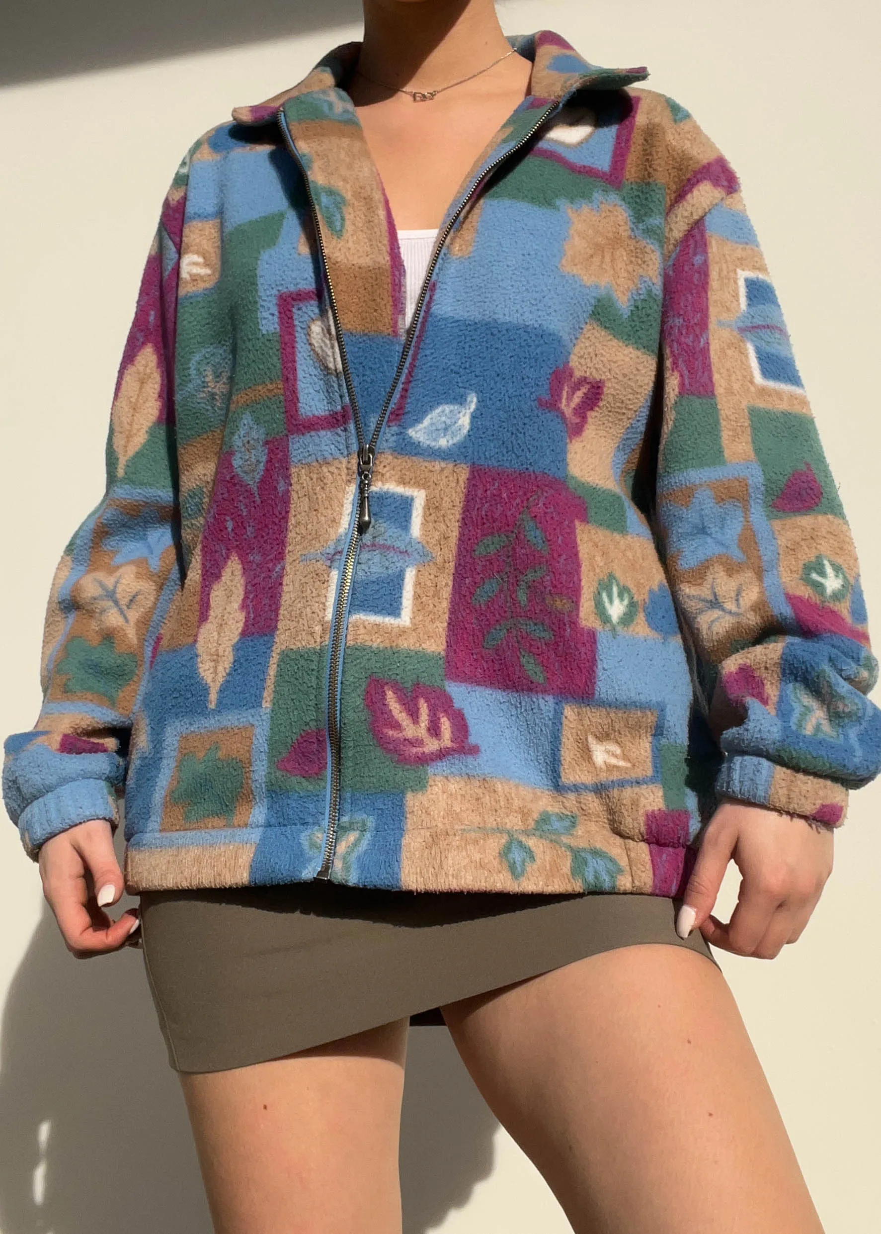 Colorful 80's Zip-Up Fleece (S-M)