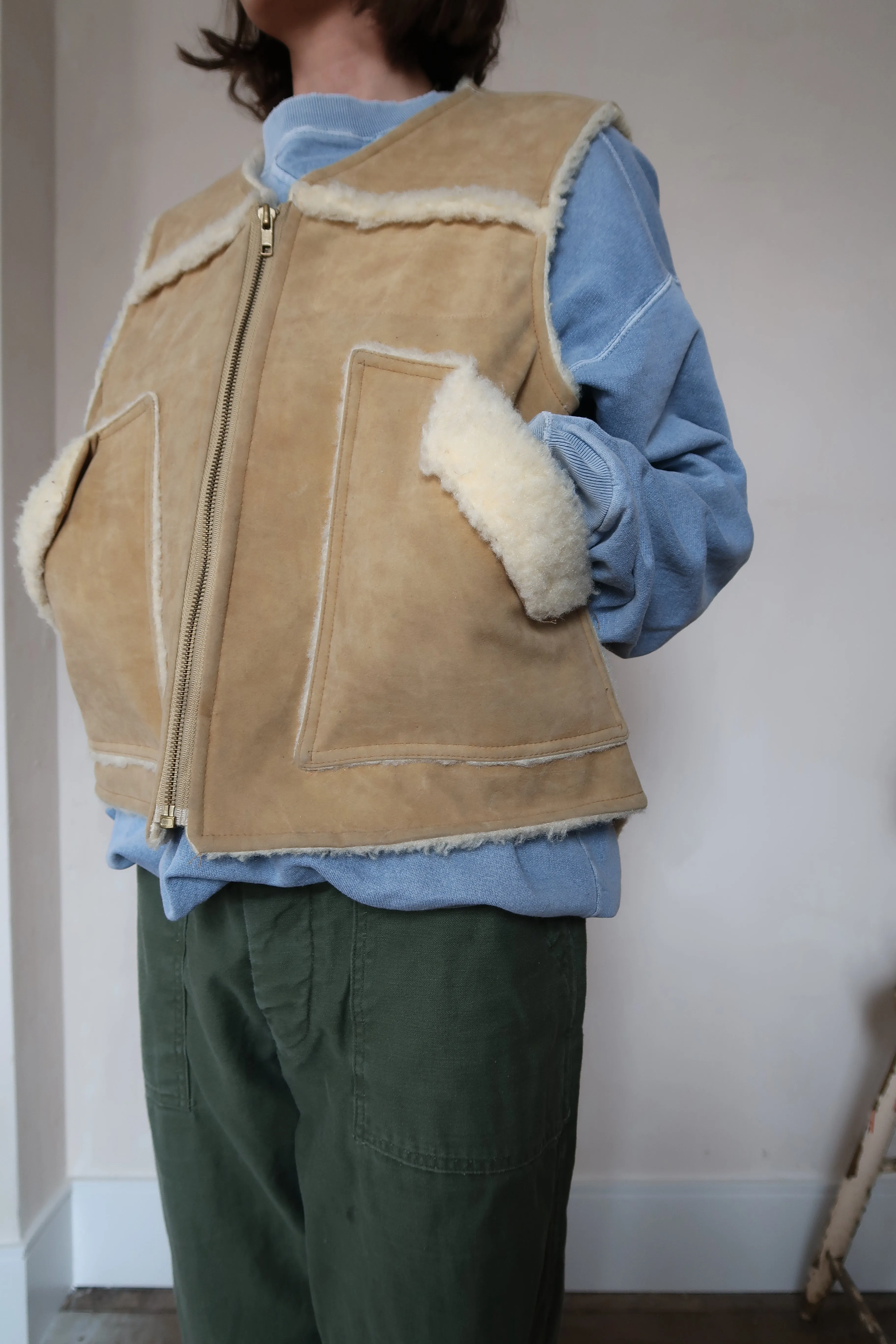 Faux Suede   Shearling Vest