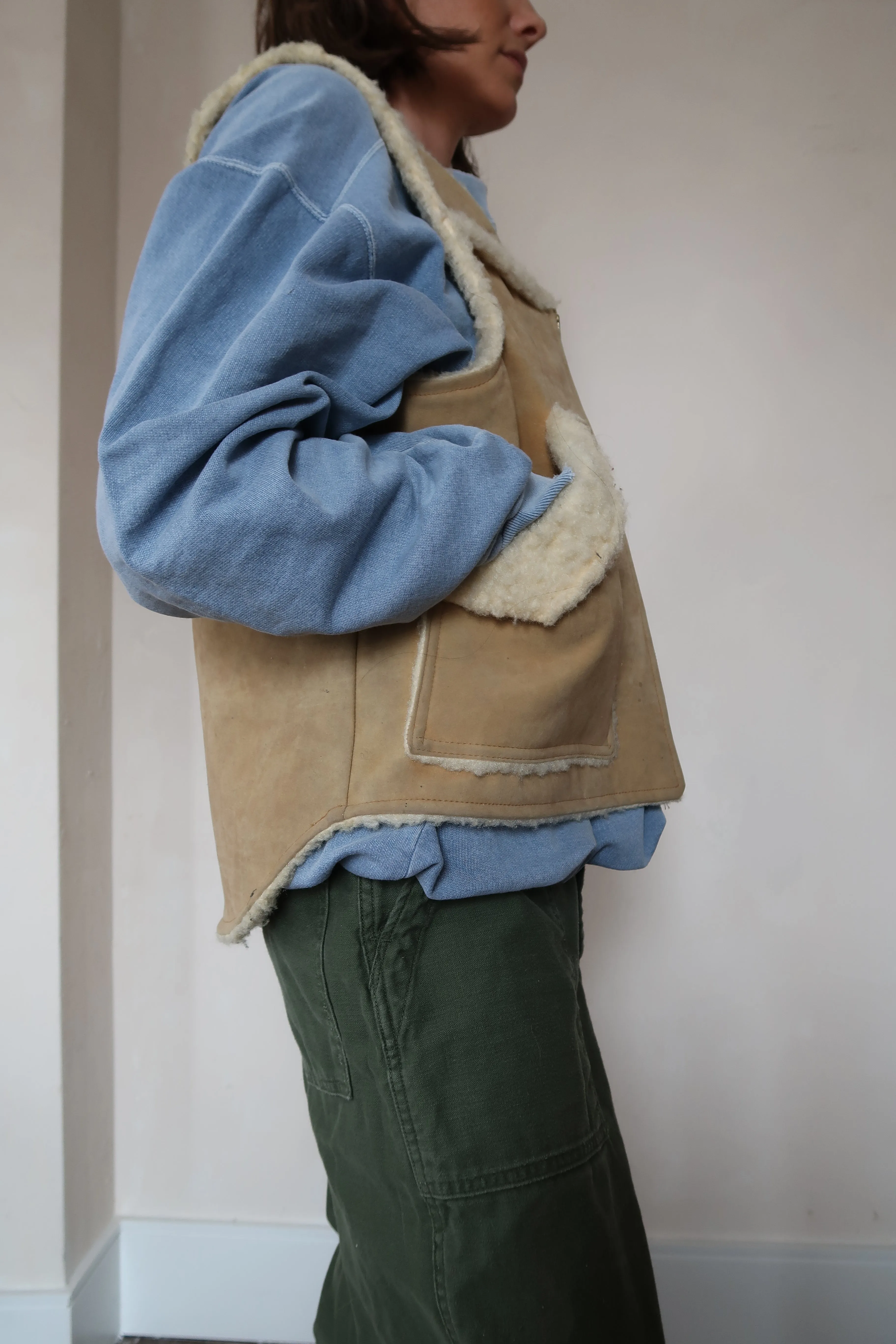 Faux Suede   Shearling Vest