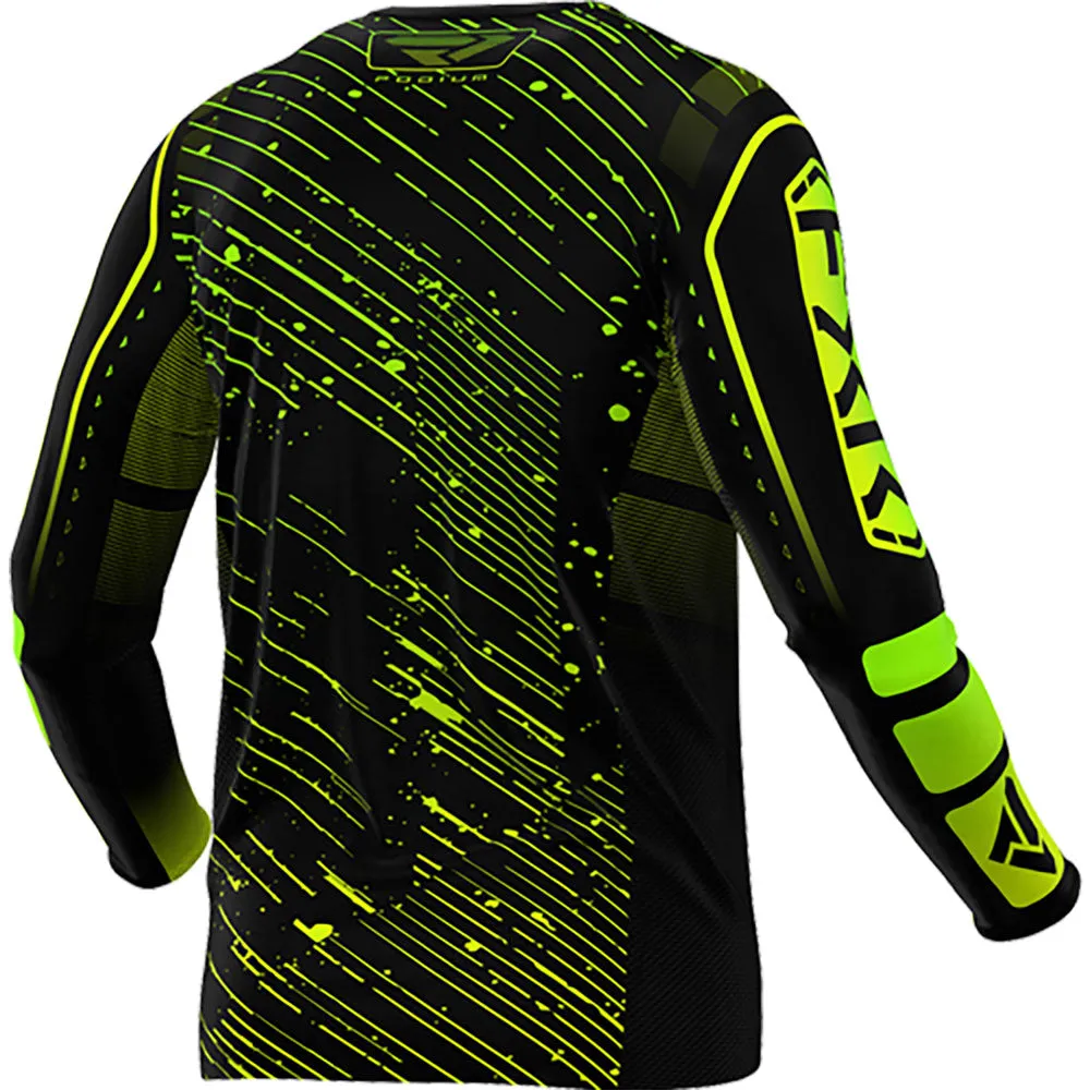 FXR Podium MX Offroad Jersey Black/HiVis/Lime