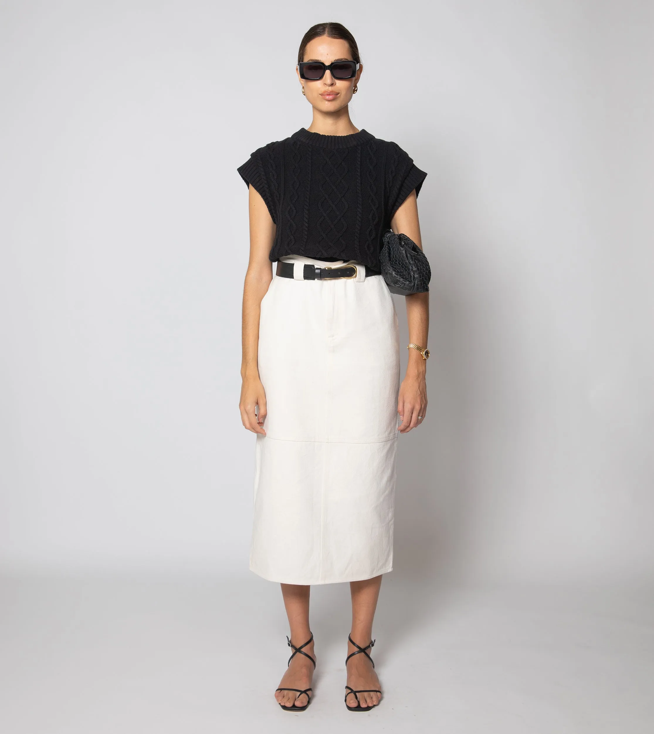 Gigi Cropped Sweater Vest | Black