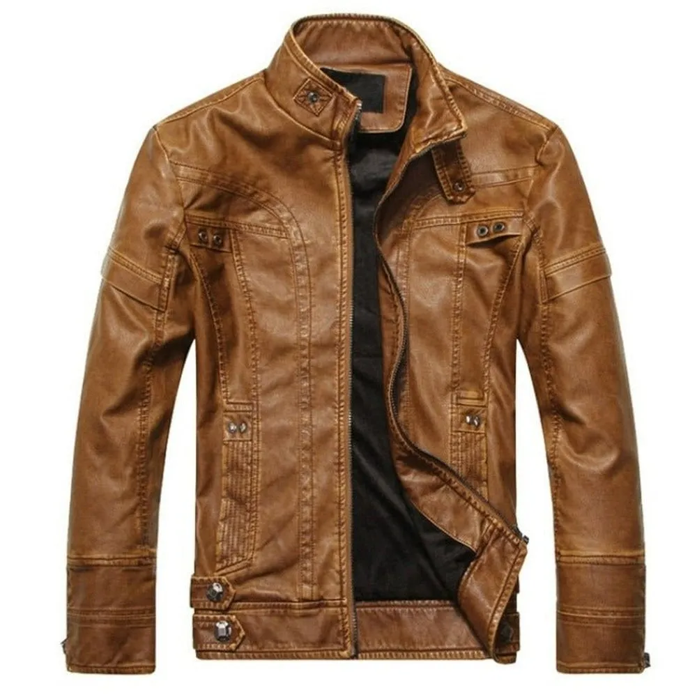 Men's PU Leather Casual Autumn Slim Fit Jacket