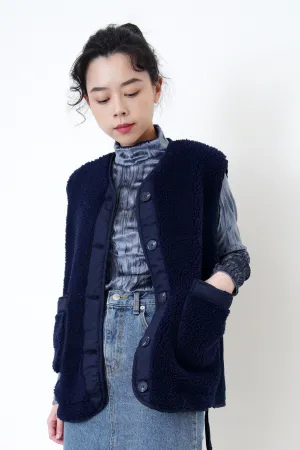 Navy borg vest jacket