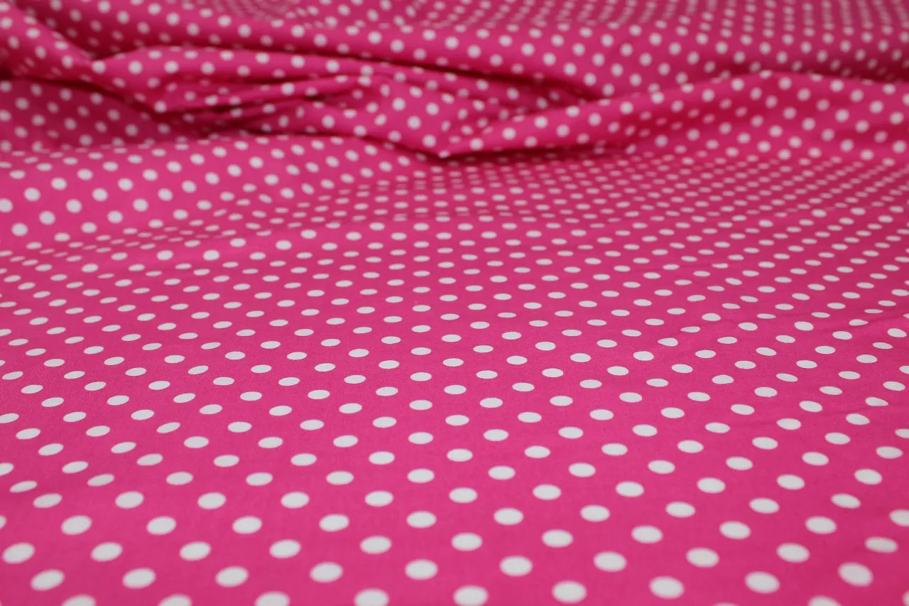 Polka Dot Cotton Poplin - White on Pink