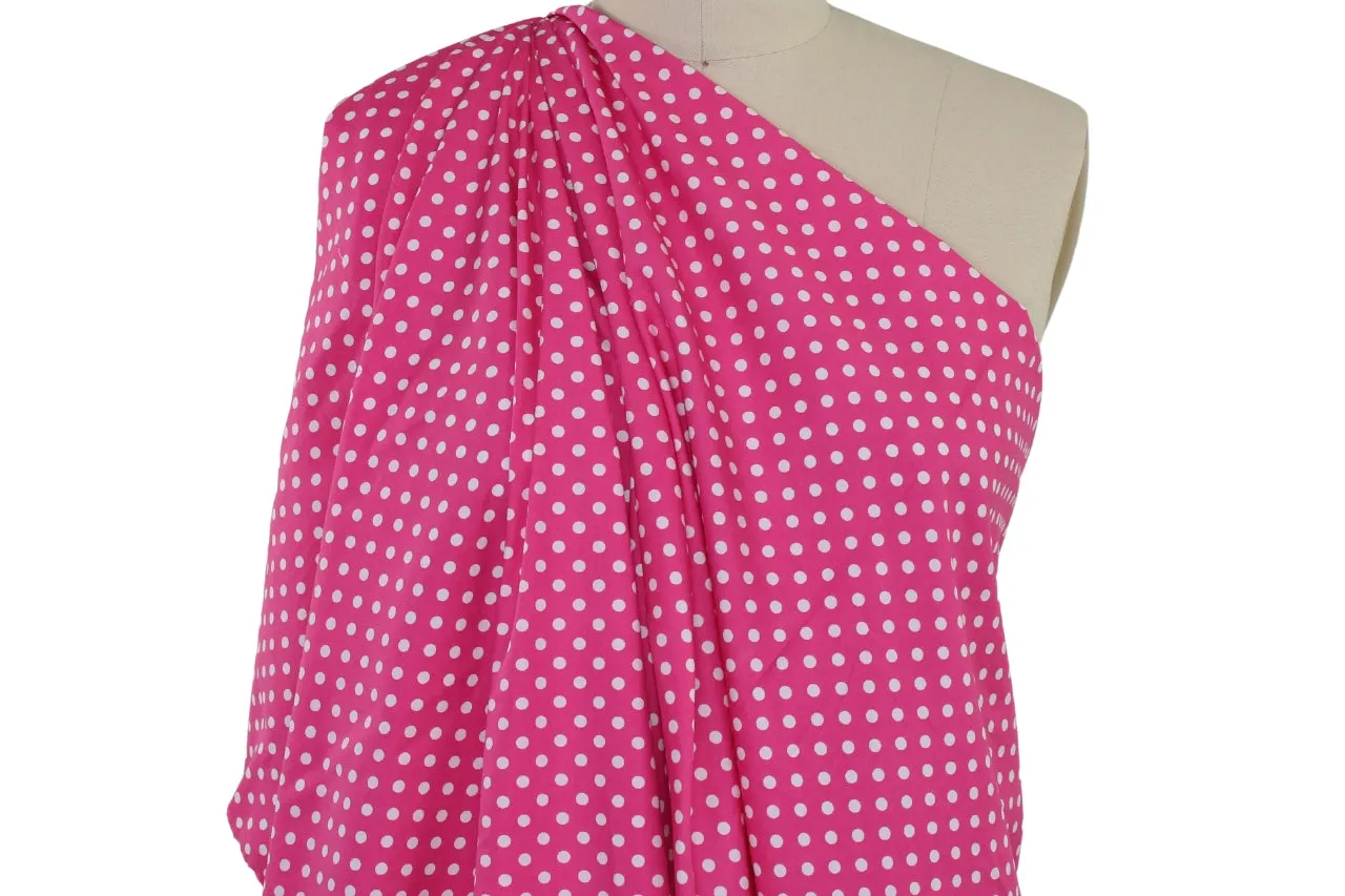 Polka Dot Cotton Poplin - White on Pink