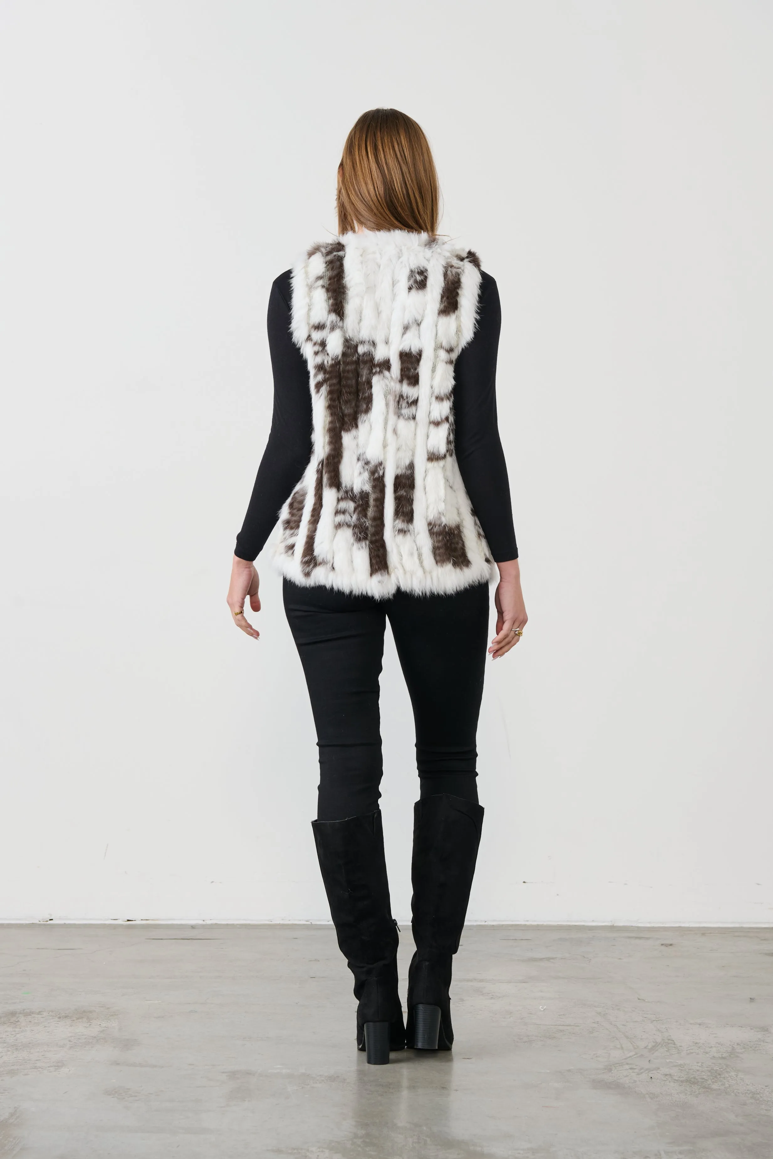 RABBIT FUR/WOOL BLEND VEST - MULTI