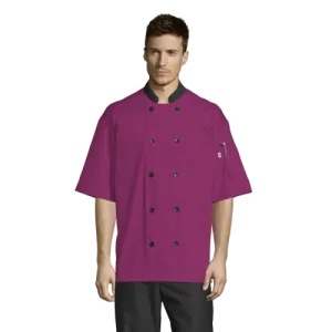 Uncommon Threads Havana Chef Coat W/Mesh Back Small Berry Unisex 65/35 Poly/Cotton Poplin