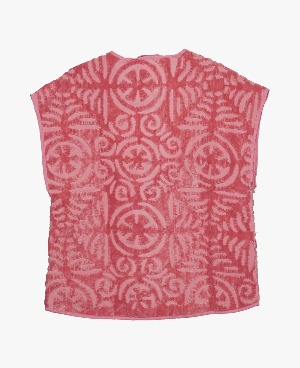 Vida Velvet Blanket Vest - Pink