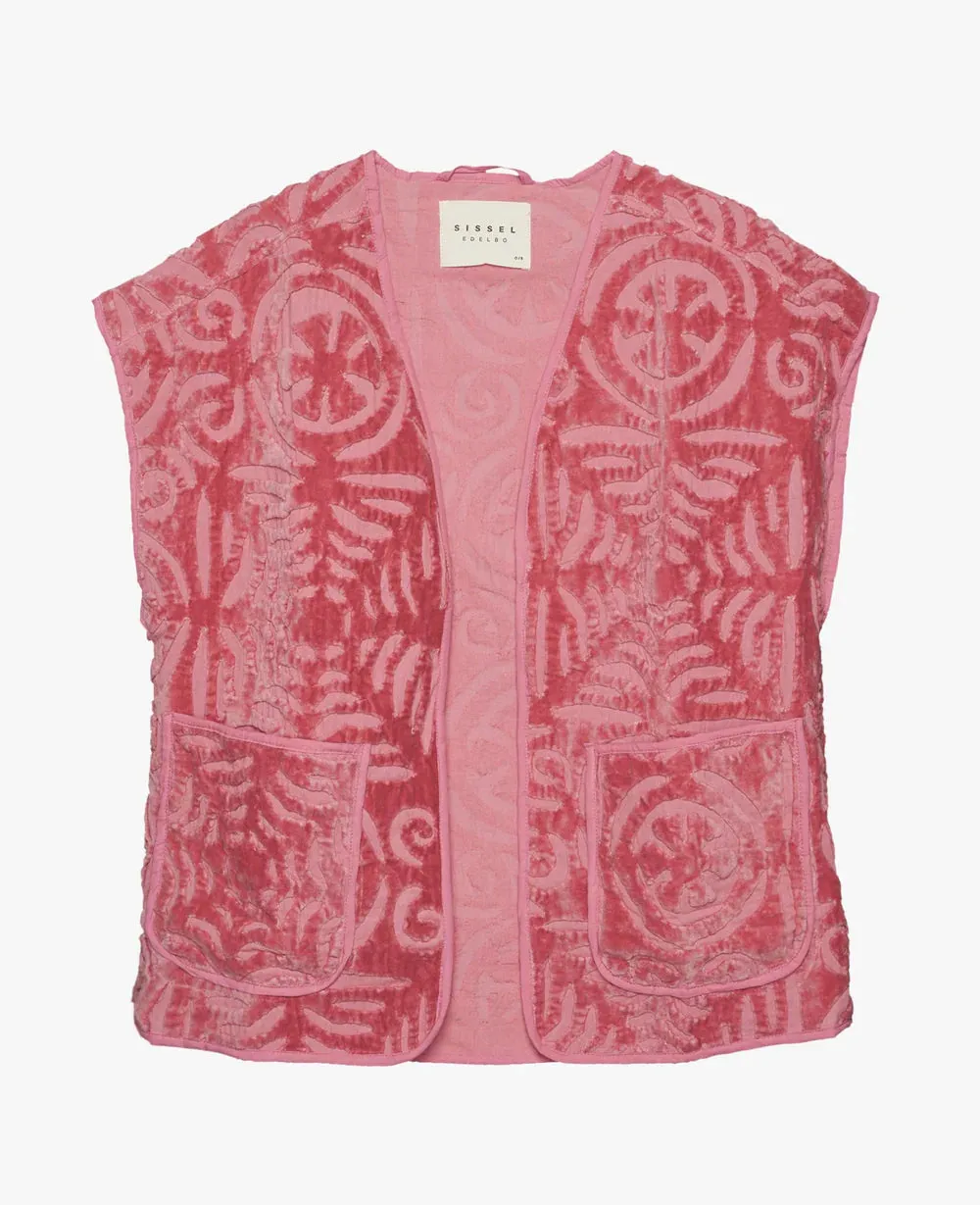 Vida Velvet Blanket Vest - Pink