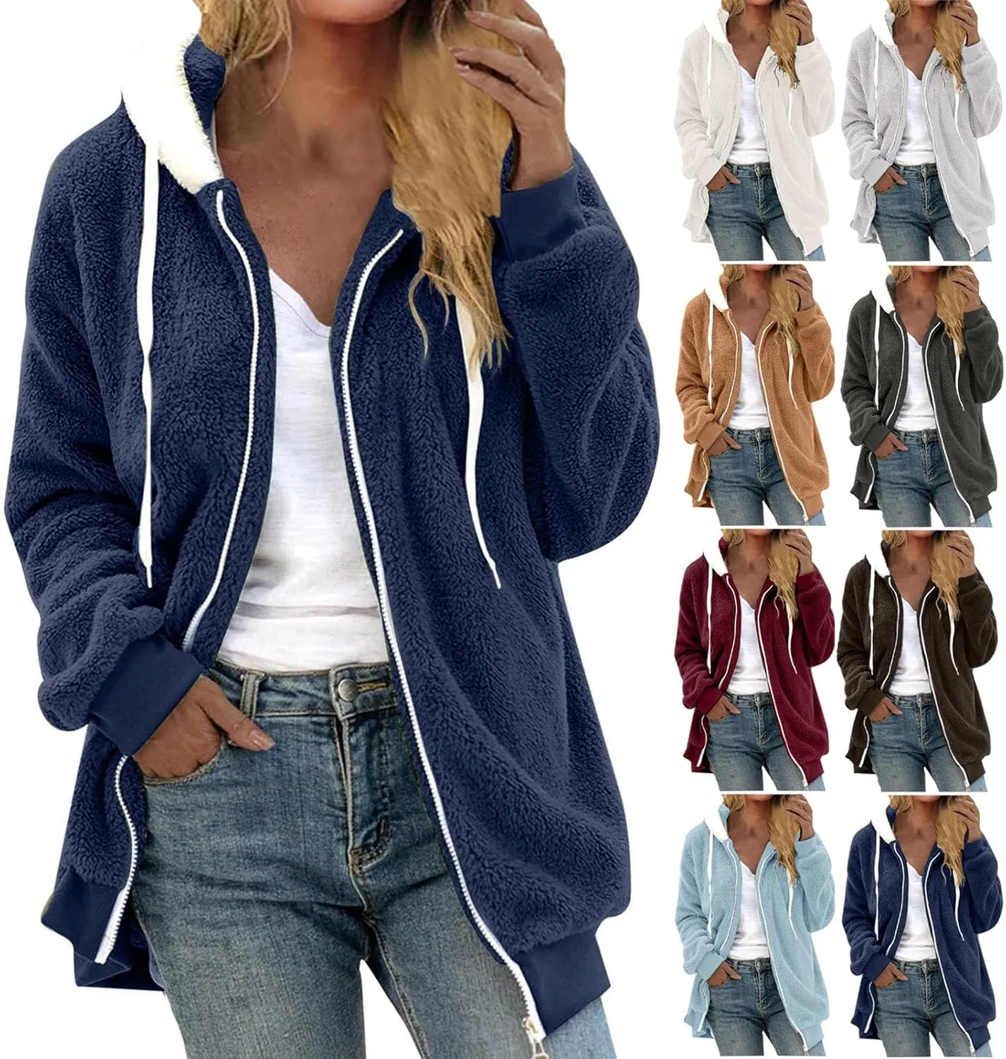 Winter Coats for Women 2023 Fuzzy Fleece Sherpa Jacket Warm Outerwear Button Down Long Sleeve Cardigan Plush Sweater