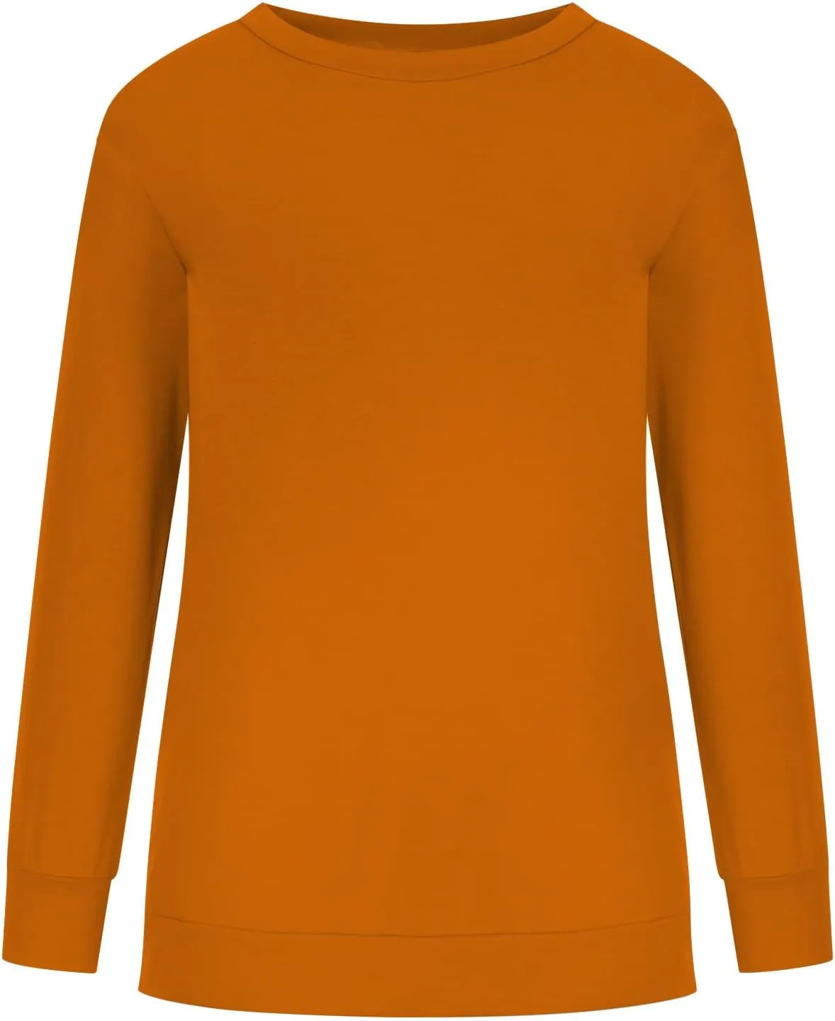 Womens Long Sleeves Sweatshirt Fitted Blouse Solid Color Round Neck Tops Pullover Casual Loose Fashion Hoodies