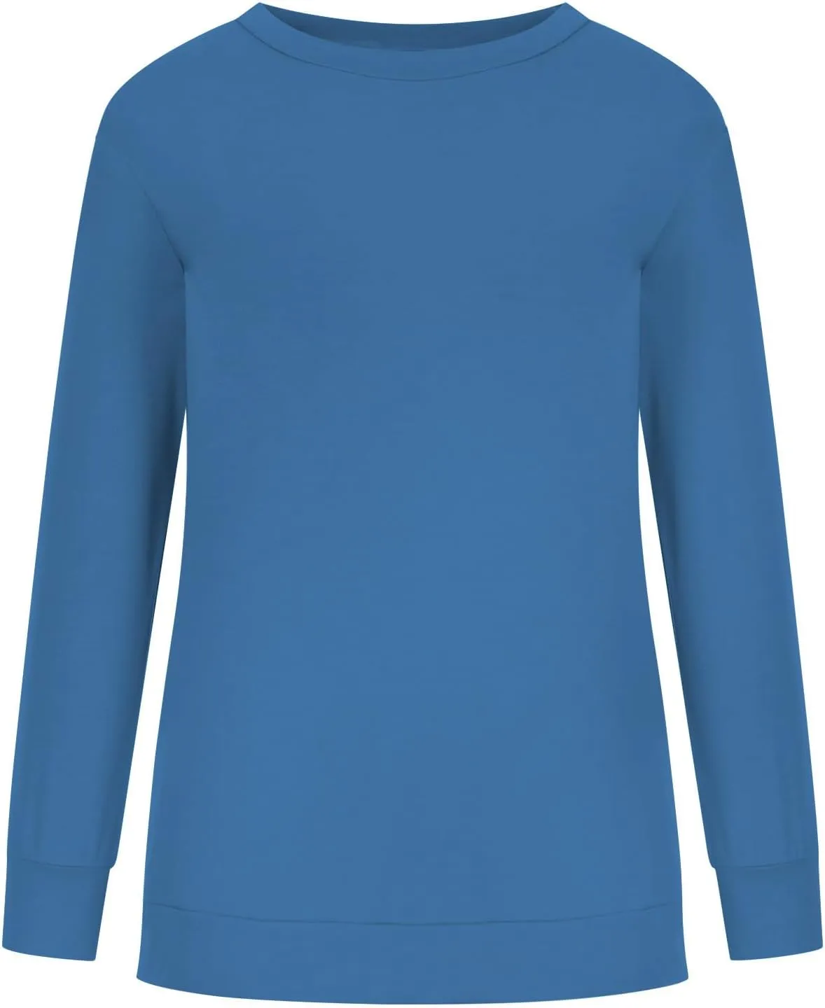 Womens Long Sleeves Sweatshirt Fitted Blouse Solid Color Round Neck Tops Pullover Casual Loose Fashion Hoodies