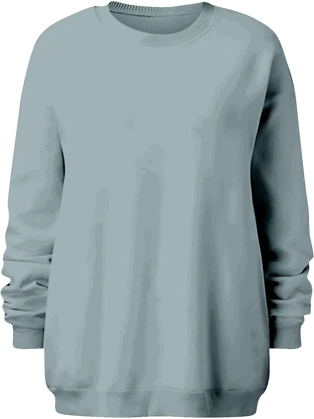 Womens Loose Fashion Blouse Long Sleeves Round Neck Solid Color Sweatshirt Fitted Tops Pullover Casual Hoodies