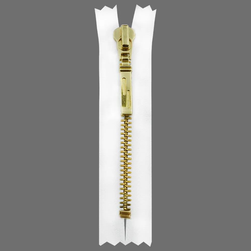 YKK- Exclusive #5 Gold with Black/White Designer YKK Metal Zipper